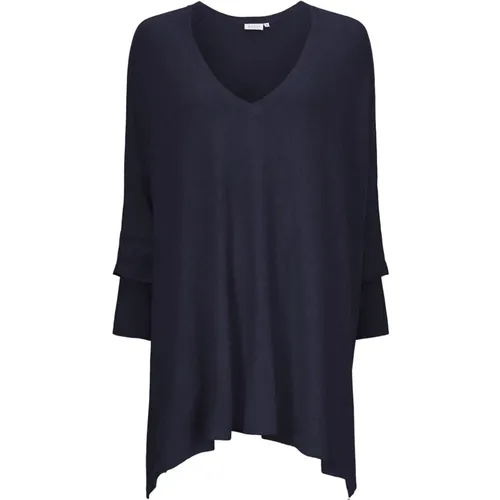 Schmeichelhaftes locker sitzendes Navy-Top mit langen Ärmeln , Damen, Größe: 2XL - Masai - Modalova