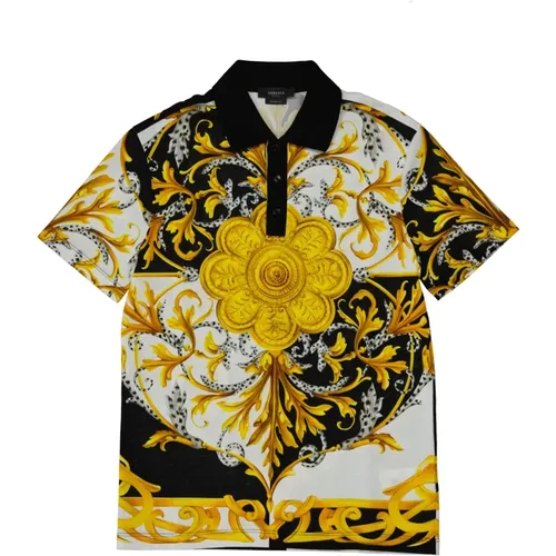 Barocco Print Polo Shirt , male, Sizes: XS - Versace - Modalova