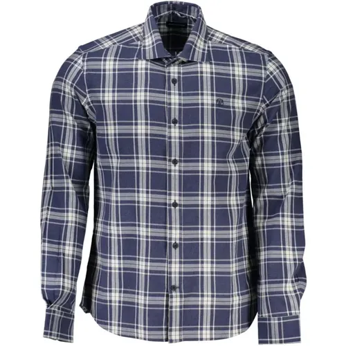 Checker Long Sleeve Cotton Shirt with French Collar and Embroidery , male, Sizes: M, XL, 3XL, L - North Sails - Modalova