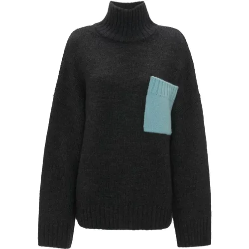 Ribbed Knit Sweater with Contrasting Pocket , female, Sizes: S, XS, M - JW Anderson - Modalova