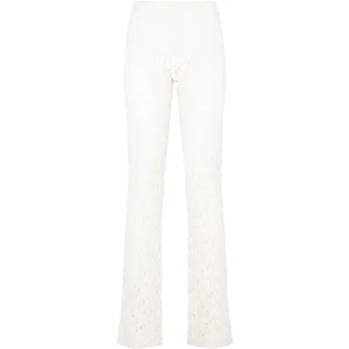 White Floral Lace Bootcut Trousers , female, Sizes: S - Chloé - Modalova