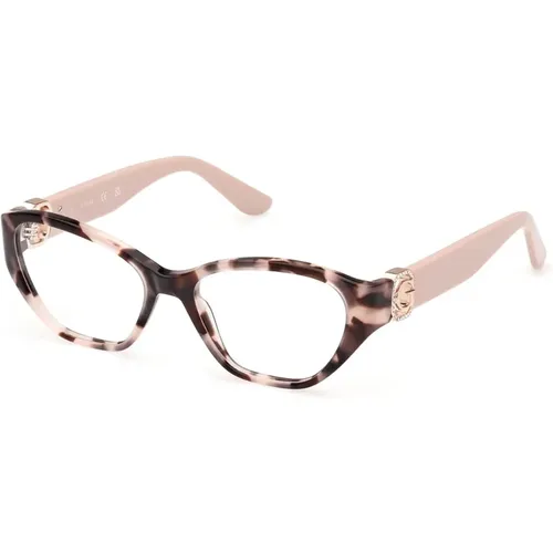 Cat-eye glasses with iconic logo and rhinestone details , female, Sizes: 51 MM - Guess - Modalova