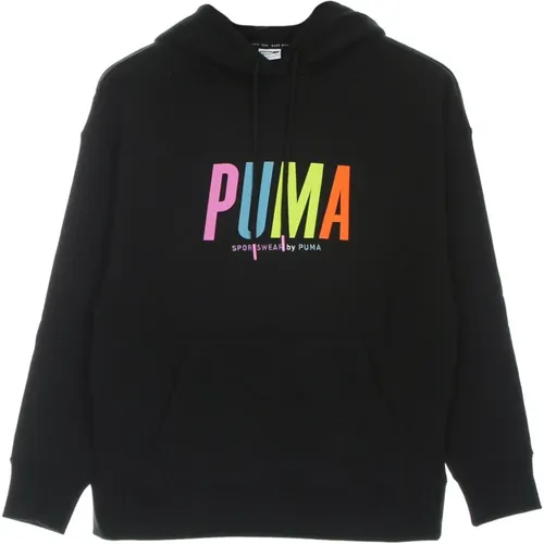 Schwarzer Grafik Hoodie Leichter Sweatshirt , Damen, Größe: M - Puma - Modalova