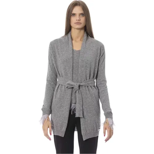 Trend Cardigan mit Gürtel und Federn , Damen, Größe: S - Baldinini - Modalova