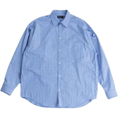 Stripped cotton shirt in blue - Size: L , male, Sizes: L - Balenciaga - Modalova