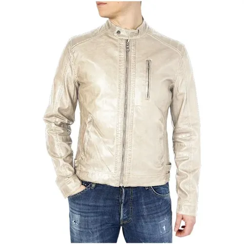 Zip-Up Eco-Leather Jacket , male, Sizes: S, 2XL - YES ZEE - Modalova