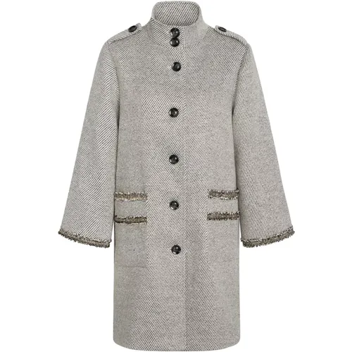 Timeless Black/White Coat with Gold Details , female, Sizes: L, M, S, XL - Bruuns Bazaar - Modalova