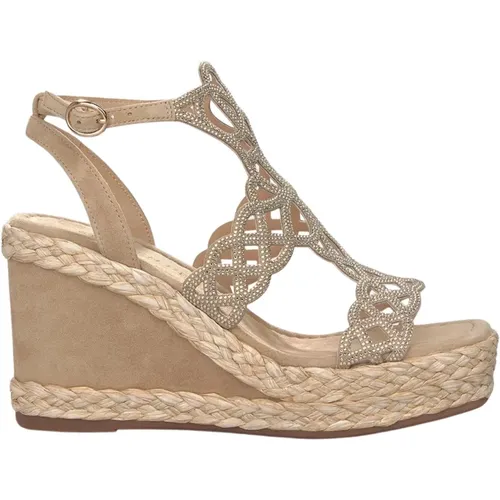 Braided Wedge Sandal with Rhinestone Detail , female, Sizes: 8 UK, 4 UK, 7 UK, 6 UK, 3 UK, 5 UK - Alma en Pena - Modalova