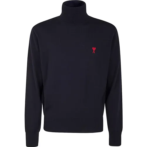 Nachtblauer Turtle Neck Pullover , Herren, Größe: M - Ami Paris - Modalova