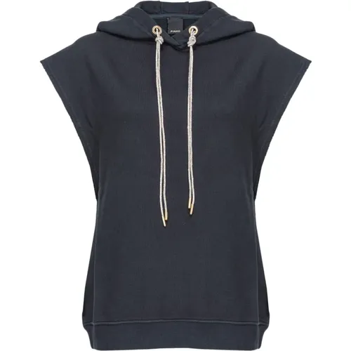Rhinestoned Drawstring Sleeveless Sweatshirt , female, Sizes: S, XS - pinko - Modalova