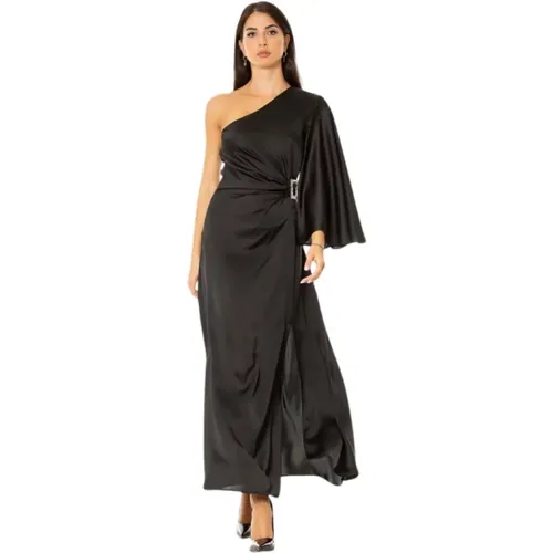 Elegant One-Shoulder Dress in Satin , female, Sizes: M, S - Simona Corsellini - Modalova