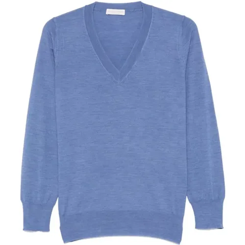 Melange V-Neck Wool Sweater , female, Sizes: L, 3XL, S - Le Tricot Perugia - Modalova