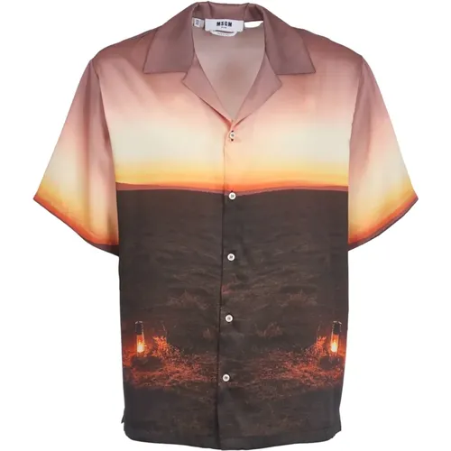 Sunset Print Shirt , male, Sizes: L - Msgm - Modalova