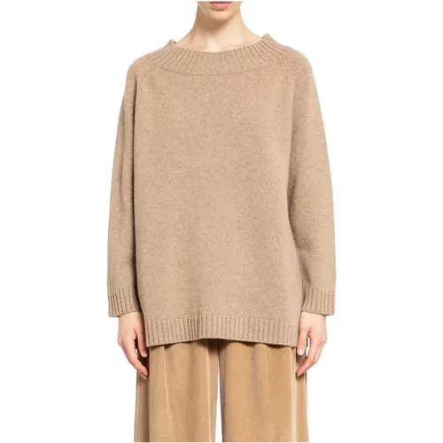 Haselnussbrauner Strick Off-Shoulder Top , Damen, Größe: XS - Max Mara - Modalova