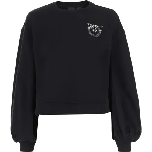 Baumwoll Crew Neck Puff Sleeve Sweatshirt , Damen, Größe: M - pinko - Modalova