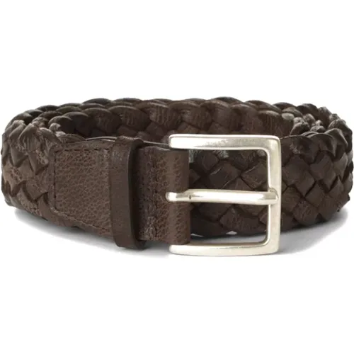 Woven Leather Belt Dark , male, Sizes: 90 CM, 100 CM, 110 CM, 95 CM - Orciani - Modalova