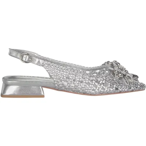 Raffia Flacher Schuh mit Juwelenblume , Damen, Größe: 38 EU - Alma en Pena - Modalova