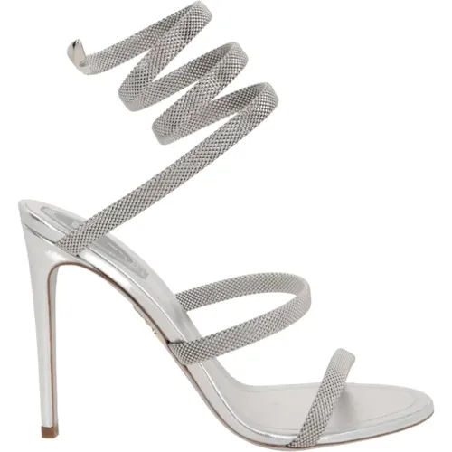 Silver Metallic Sandals with Snake Detail , female, Sizes: 5 UK, 6 UK, 3 UK, 4 UK, 7 UK - René Caovilla - Modalova