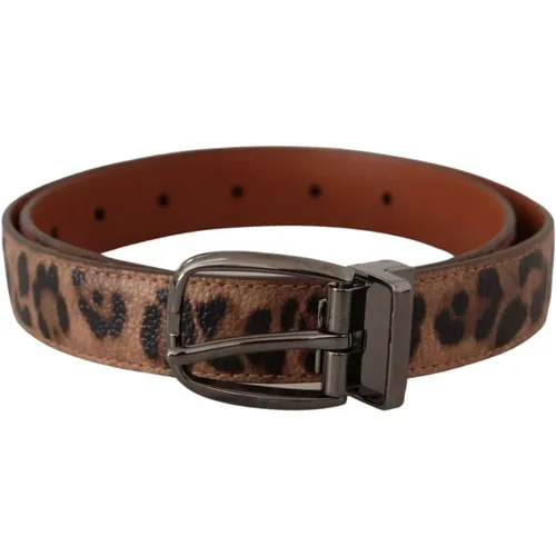 Elegant Engraved Leather Belt - Timeless Style , female, Sizes: 75 CM - Dolce & Gabbana - Modalova