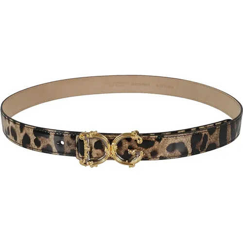 Leopard Print DG-Buckle Belt , female, Sizes: 80 CM, 85 CM, 75 CM - Dolce & Gabbana - Modalova