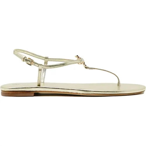 Gold Leather Flip-Flop Sandals , female, Sizes: 3 1/2 UK - TORY BURCH - Modalova