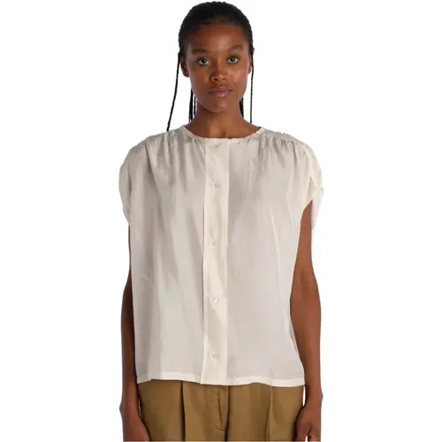 Silk Ruffle Shirt Ivory , female, Sizes: M, 2XS - Pomandère - Modalova