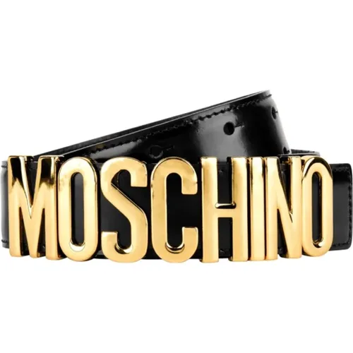 Schwarzer Logo Plaque Gürtel , Damen, Größe: XS - Moschino - Modalova