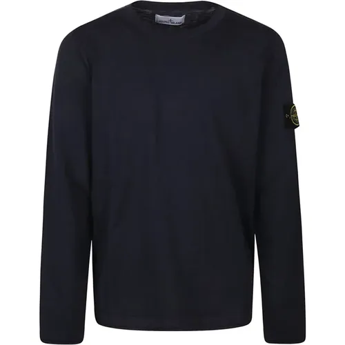 Navy Sweatshirt,Round-neck Knitwear - Stone Island - Modalova