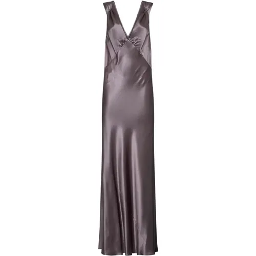 Taupe Rose Silk Satin Gown , female, Sizes: M - Saint Laurent - Modalova