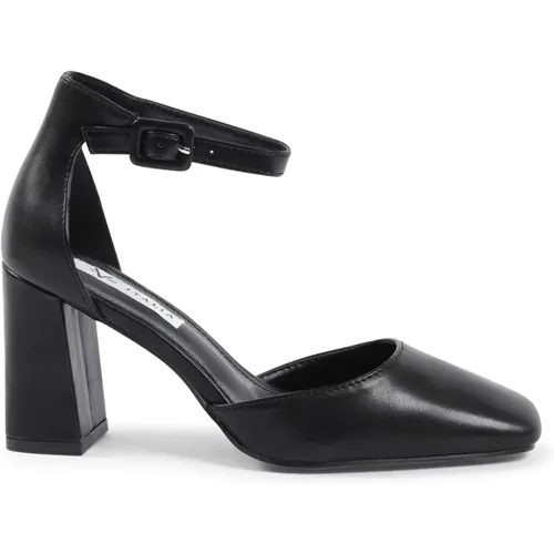 Schwarze Pumps mit Knöchelriemen und 7 cm Absatz , Damen, Größe: 39 EU - 19v69 Italia - Modalova