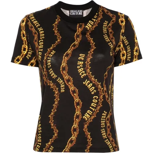 Schwarzes T-Shirt für Frauen Aw24 , Damen, Größe: S - Versace Jeans Couture - Modalova