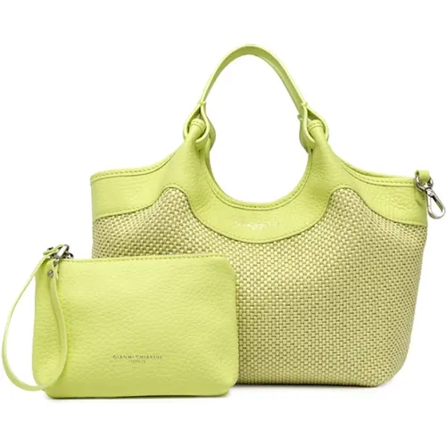 Straw Dua Bag with Leather Handles , female, Sizes: ONE SIZE - Gianni Chiarini - Modalova