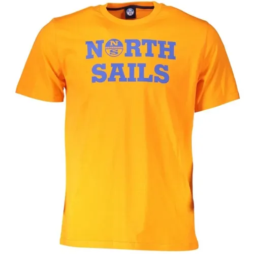 Leuchtend Orangefarbenes Baumwoll-T-Shirt mit Logodruck , Herren, Größe: M - North Sails - Modalova