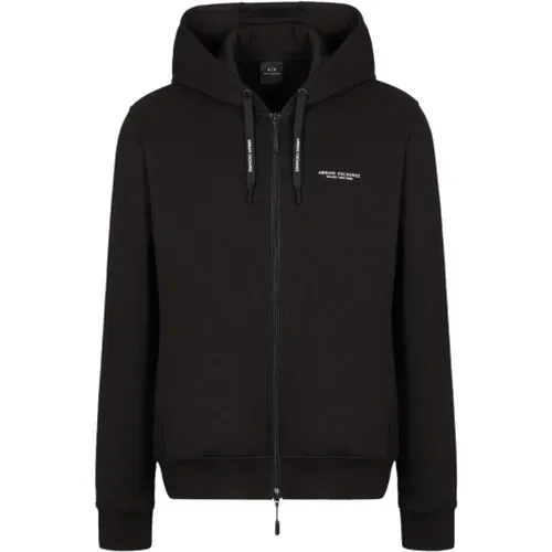 Schwarzer Kapuzenpullover für Herren , Herren, Größe: L - Armani Exchange - Modalova