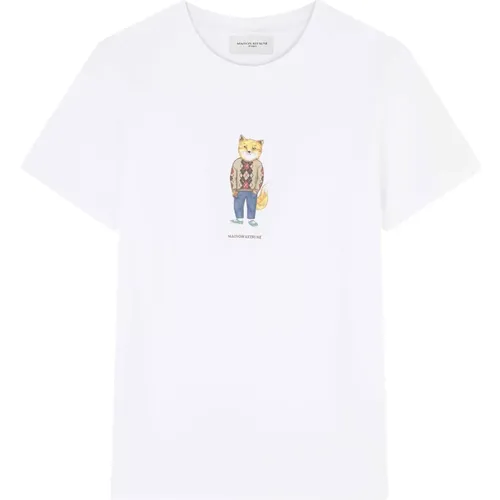 T-Shirt mit Fuchsmuster - Maison Kitsuné - Modalova