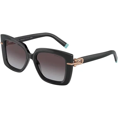 Schwarz/Grau Getönte Sonnenbrille , Damen, Größe: 53 MM - Tiffany - Modalova