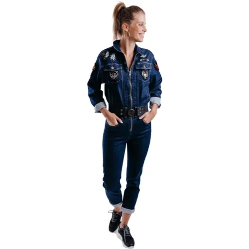 Patch Denim Jumpsuit , female, Sizes: L - aeronautica militare - Modalova