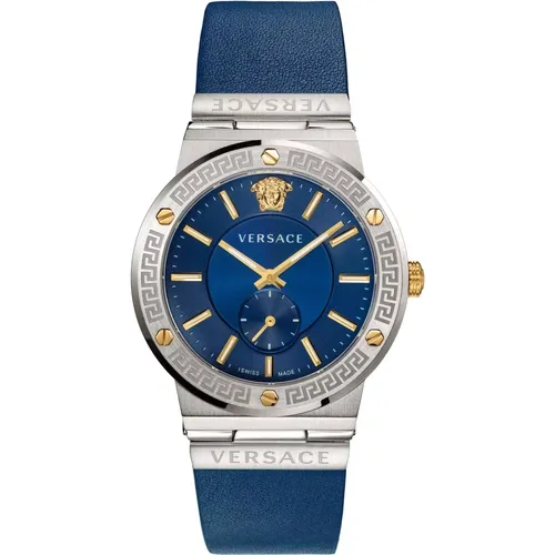 Greca Logo silver/gold watch , male, Sizes: ONE SIZE - Versace - Modalova