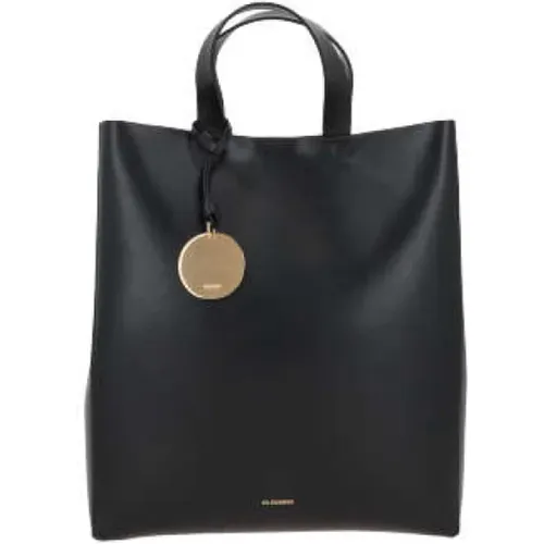 Schwarze Ledertasche mit goldener Hardware - Jil Sander - Modalova