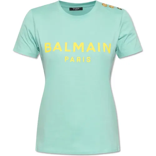 T-Shirt mit Logo , Damen, Größe: L - Balmain - Modalova