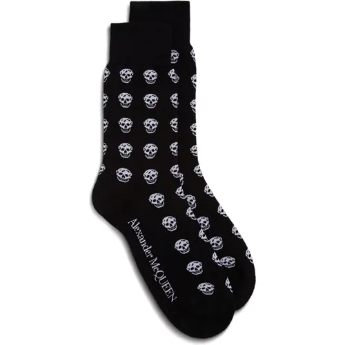 Schwarze Socken mit weißem Totenkopf-Print - alexander mcqueen - Modalova