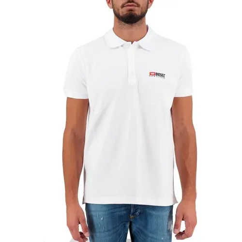 Weies Baumwoll-Poloshirt mit Kontrastlogo , Herren, Größe: 2XL - Diesel - Modalova