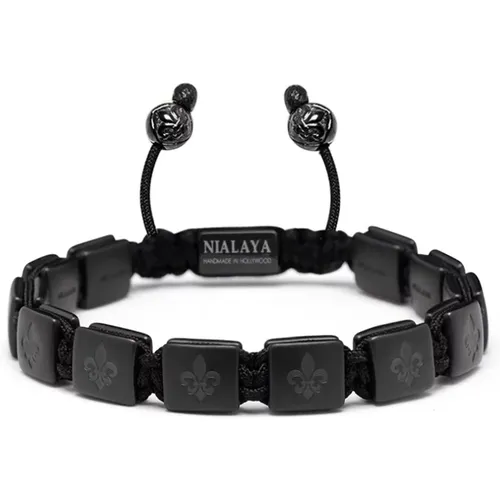 Men`s Ceramic Flatbead Bracelet in Matte Black , Herren, Größe: XL - Nialaya - Modalova