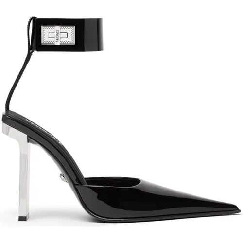 Patent Leather High Heel Sandals , female, Sizes: 4 UK, 4 1/2 UK, 3 UK, 5 UK, 7 UK - Versace - Modalova