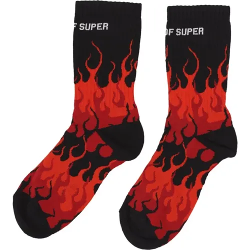 Flammen Logo Socken Schwarz/Rot/Weiß - VISION OF SUPER - Modalova