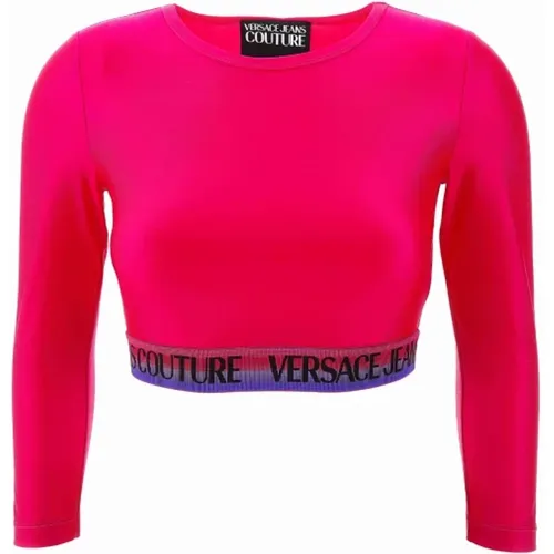 Stilvolles Langarm-T-Shirt für Frauen , Damen, Größe: S - Versace Jeans Couture - Modalova