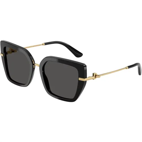 Stylische Sonnenbrille Dg4474 Schwarz , Damen, Größe: 53 MM - Dolce & Gabbana - Modalova