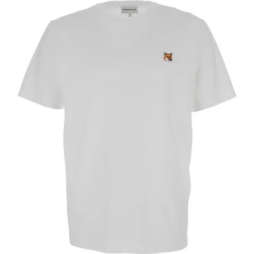 Fox Head Patch T-shirt Weiß , Herren, Größe: L - Maison Kitsuné - Modalova