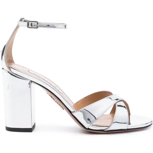 Silberne Sandalen mit 9cm Absatz , Damen, Größe: 37 EU - Aquazzura - Modalova