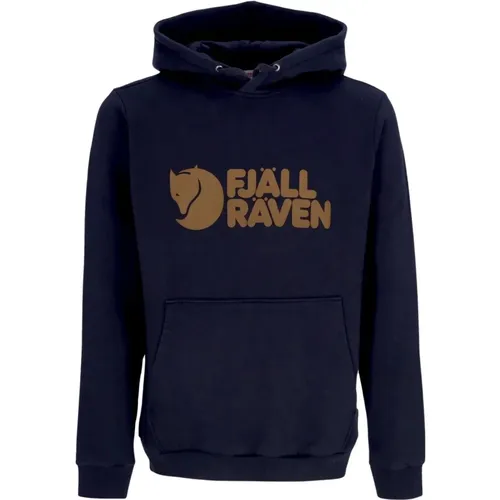 Dark Navy Logo Hoodie Plush Sweatshirt , male, Sizes: S, L, M - Fjällräven - Modalova